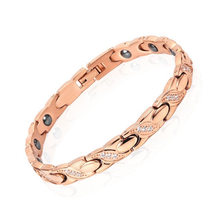 Cross-Border Best-Selling Small Fish-Shaped Cnc Diamond-Encrusted Black Gallstone Anti-Radiation Anti-Fatigue Negative Ion Titanium Steel Magnetic Bracelet