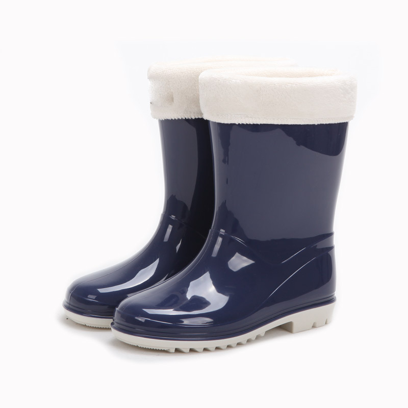 Botas de lluvia para niños con forro de peluche, PVC, antideslizantes, para exterior e invierno, suministro al por mayor