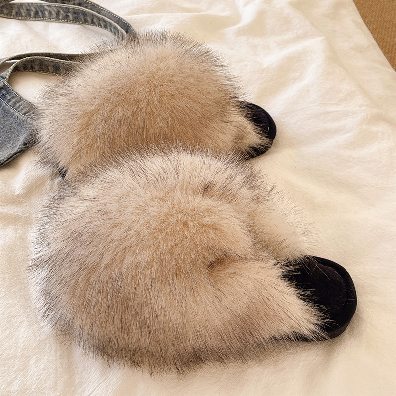 Women's Winter 2025 New Plush Indoor Home Fluffy Warm Non-Slip Closed-Toe Cotton Slippers