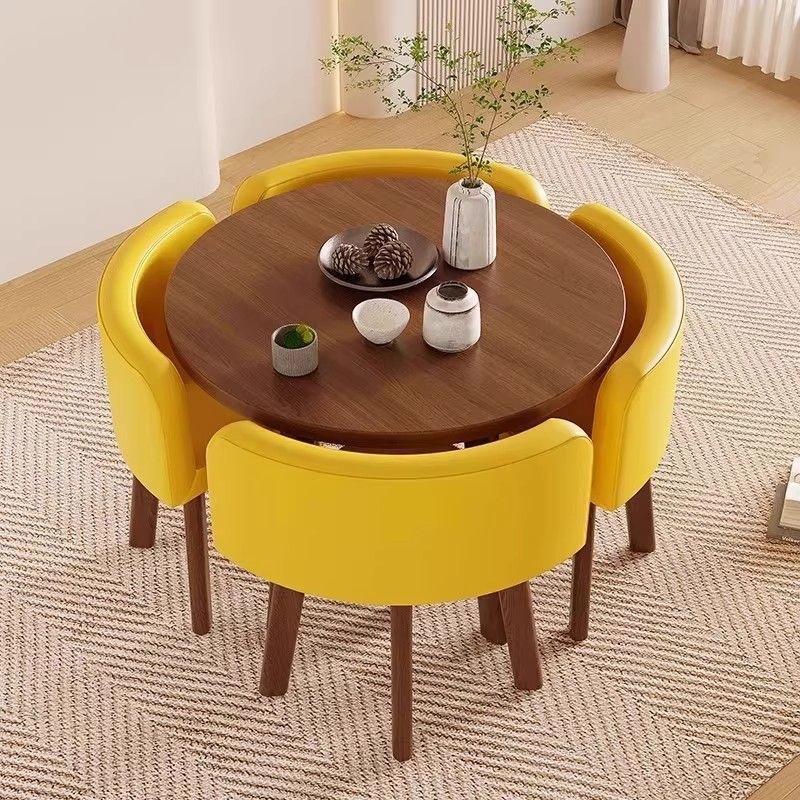 Mesa de comedor doméstica simple y moderna, mesa de comedor, mesa de comedor, mesa de comedor, mesa redonda de sala de estar, silla de comedor de almacenamiento completo image 3