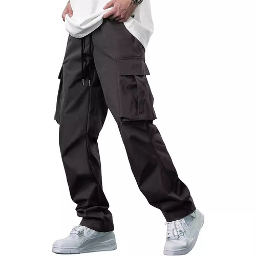 Amazon Summer Men's Work Pants with Drawstring and Multiple Pockets, European and American Independent Store Casual Long Pants