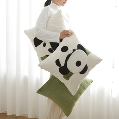 パンダ抱き枕カバーins竹趣味園刺繍パンダ新聞竹抱き枕クッション緑系リビングソファクッション