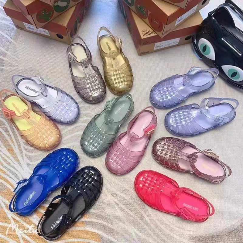 2023 Melissa Jelly Shoes Детские римские сандалии Пляжная обувь Обувь с дырками Ароматная детская обувь