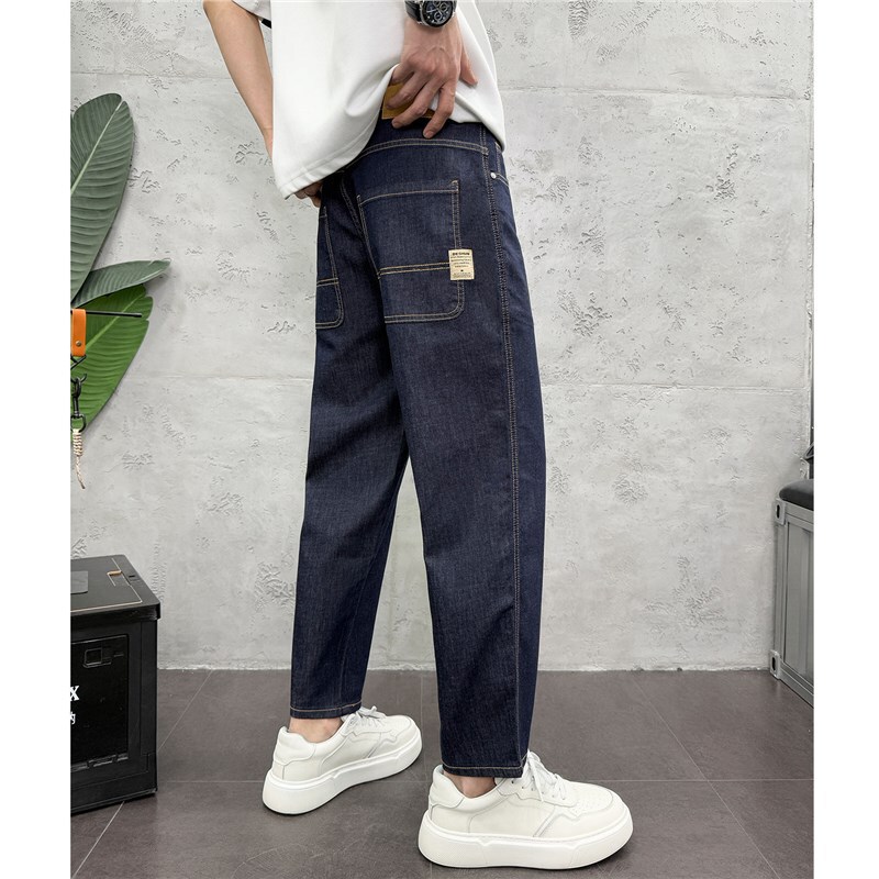 Popular Tencel Linen Anti-Fade Fabric New Men's Cool-Touch Jeans Loose Stretch Tapered Cropped Pants Trendy Popular Tencel Linen Anti-Fade Fabric New Men's Cool-Touch Jeans Loose Stretch Tapered Cropped Pants Trendy