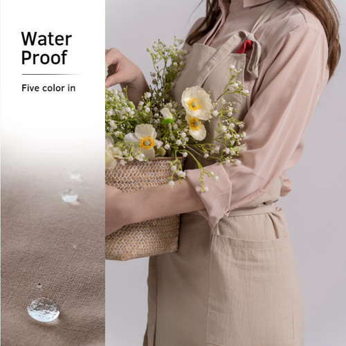 Cross-border ins cotton and linen water-repellent apron large size hip-covering blouse art floral bib for men and women with printable LOGO