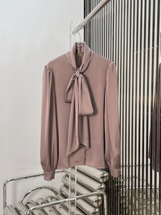 Niche New Women's high quality Silk Ribbon Shirt Simple Elegant Elegant All-match Bow Lace