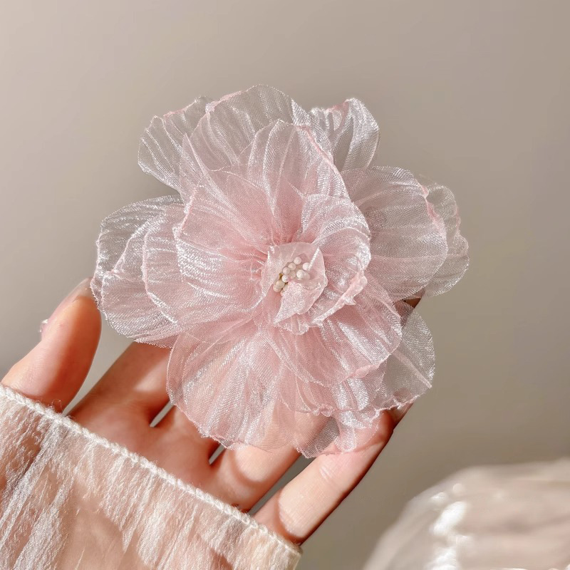 Coreano super inmortal mallas flores blancas pinzas de cabello para las mujeres cejas pinzas de cabello para el lado de las flores escritas por Dios tocado