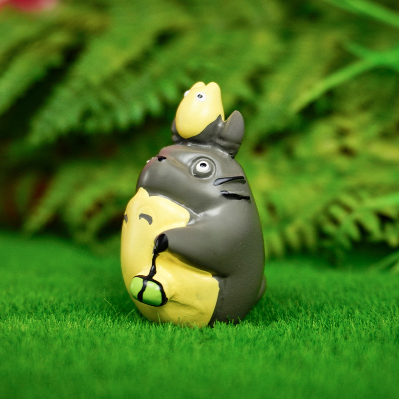 Paisajismo de acuario Adornos de Mi vecino Totoro con bolas de masa de arroz Muñeca Hayao Miyazaki Cute Cure Cartoon Chacha Combinación Micropaisaje