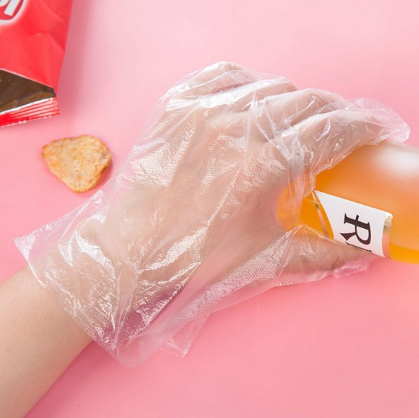 Disposable thickened transparent plastic film gloves, 100 pairs in a pack, food-grade, for eating lobster, wholesale