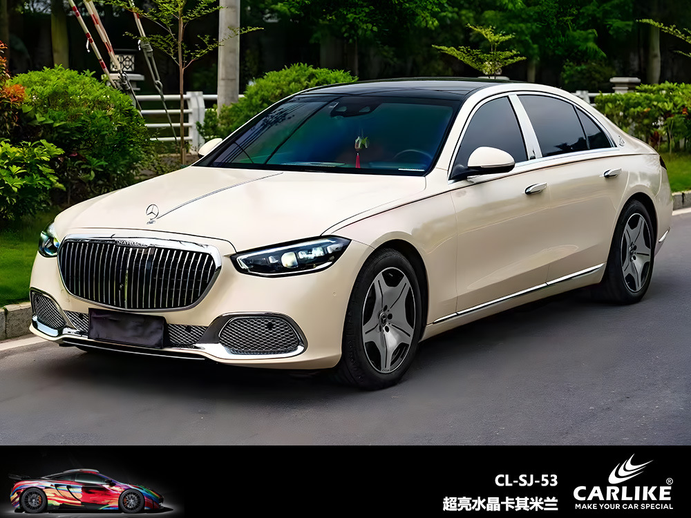 Carlake Super brillante cristal negro coche de color cambiante película brillante superficie cuerpo película cemento gris completo coche de color cambiante pegatinas decorativas