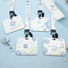 Horizontal fresh flower card holder retractable bus protective cover nurse name badge easy-pull buckle ID card holder work permit