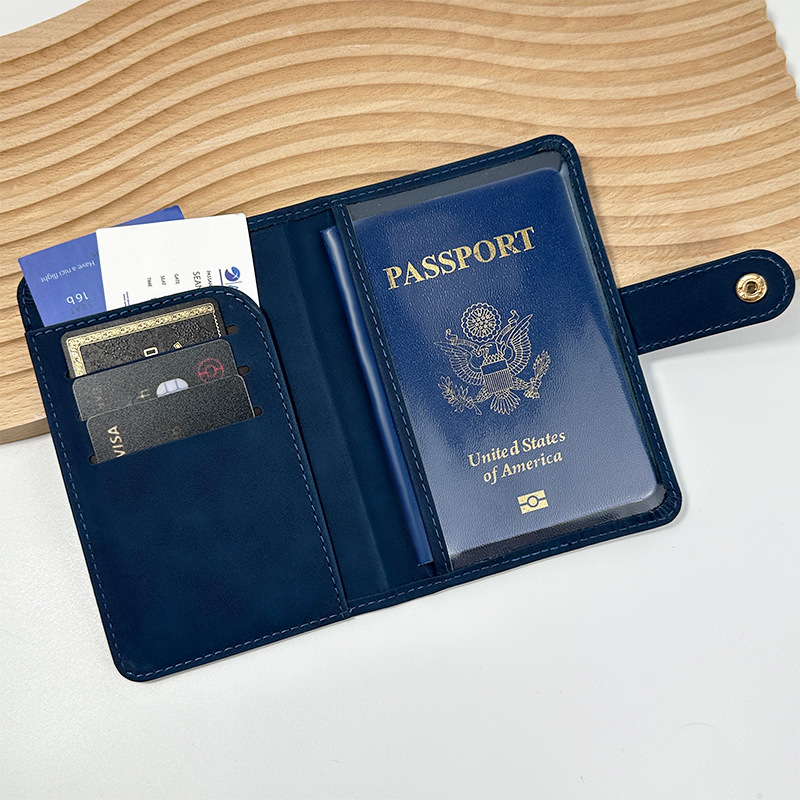 Múltiple tarjeta de protección de pasaporte Este conjunto de clip de pasaporte de cuero pu borde de cuero función de almacenamiento de certificado bolsa pequeña bolsa de pasaporte