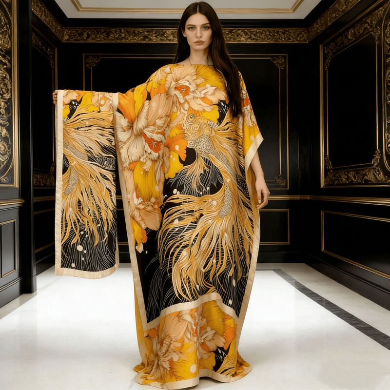Cross-Border Plus-Size Long Robe, Long Dress, Foreign Trade Women's Clothing, Cardigan, Ethnic Style Long Dress, African Beach Vacation Sun Protection Cover-Up