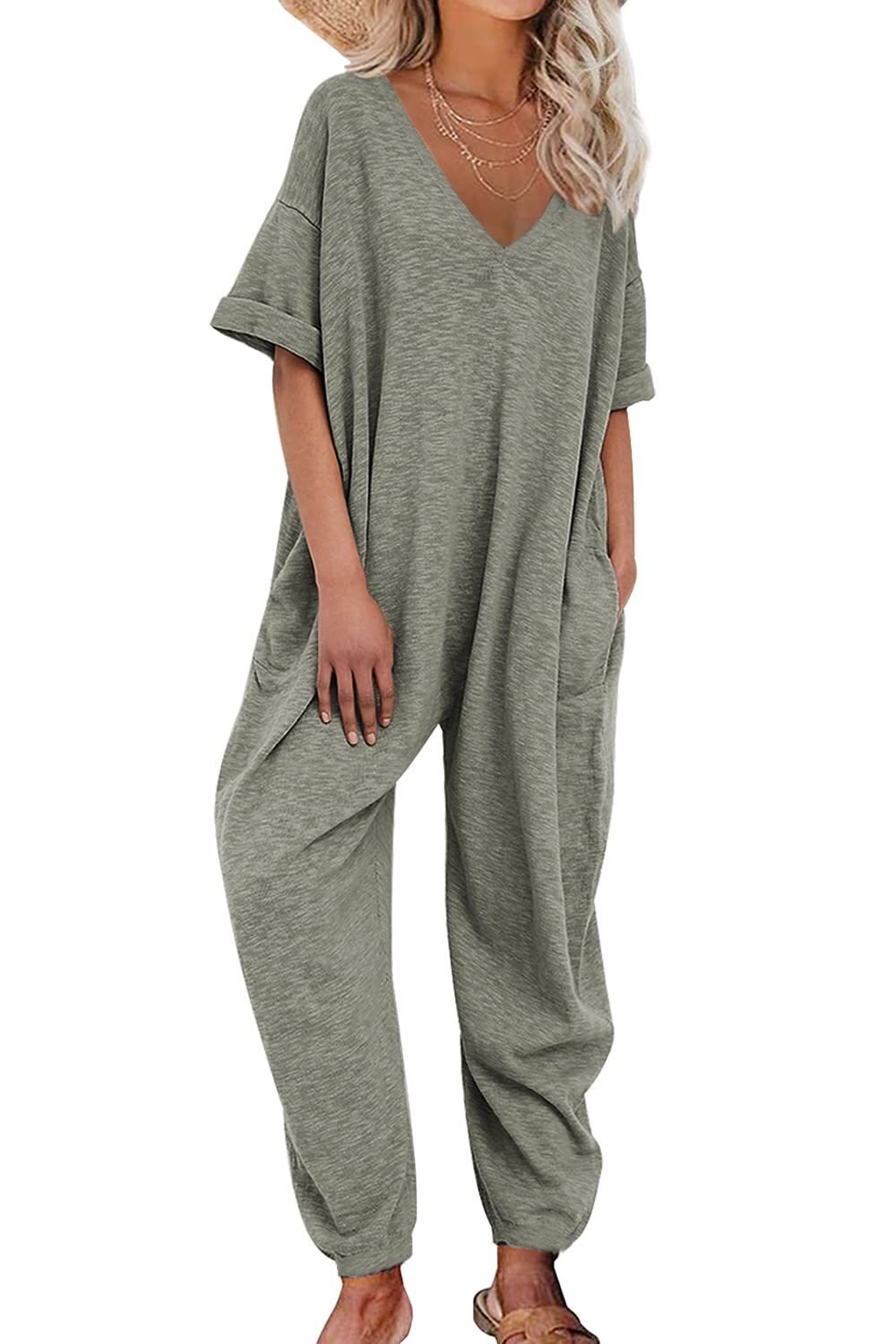 2023 Mono de mujer colorido con cuello en V de media manga mono largo atado al tobillo