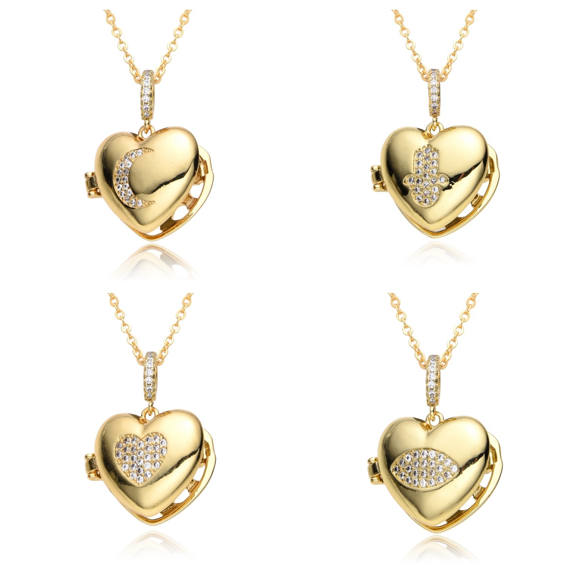 Copper IG Style Simple Style Round Letter Heart Shape Plating Inlay Zircon Pendant Necklace display picture 3