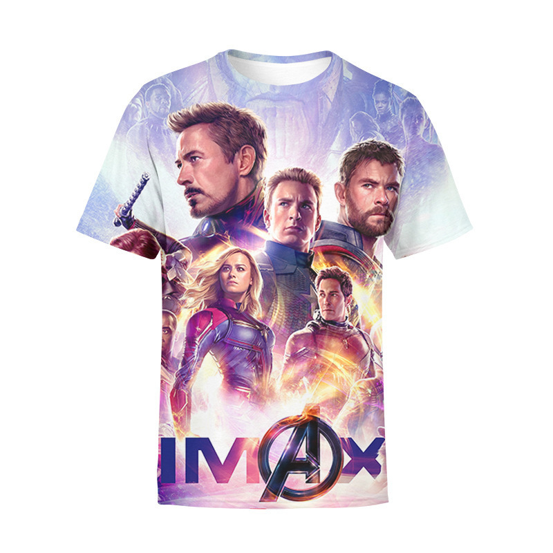 2025 Cross-Border New Export Sports Short-Sleeved Animation Avengers 3D Digital Printing Children's T-Shirt 2025 Cross-Border New Export Sports Short-Sleeved Animation Avengers 3D Digital Printing Children's T-Shirt