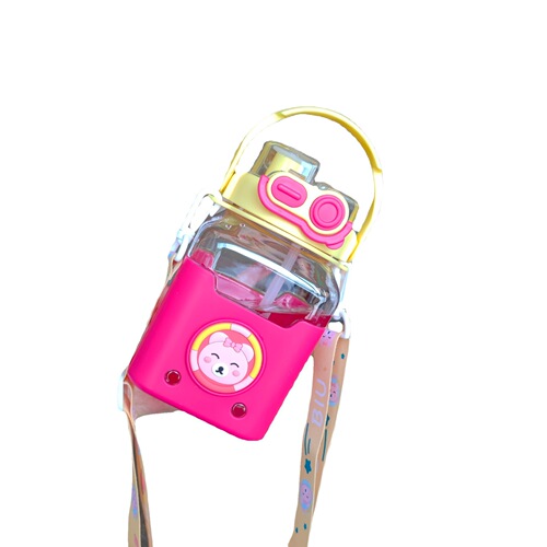 Cute cartoon children's new square straw cup portable strap high-looking student water bottle large capacity wholesale