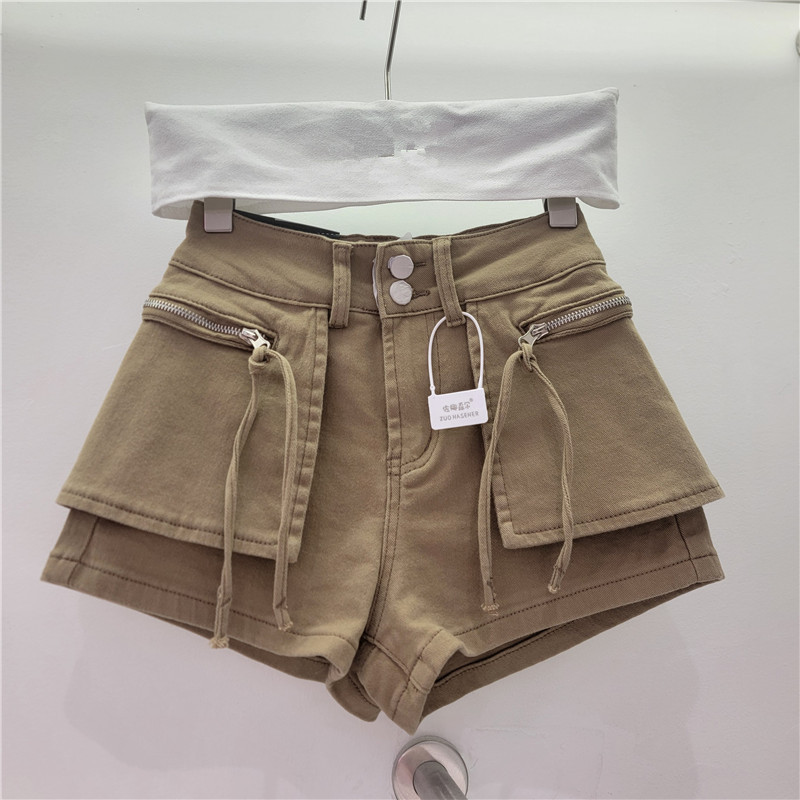 Pantalones Cortos Cargo para Mujer con Doble Cierre de Mezclilla, Bolsillos image 2