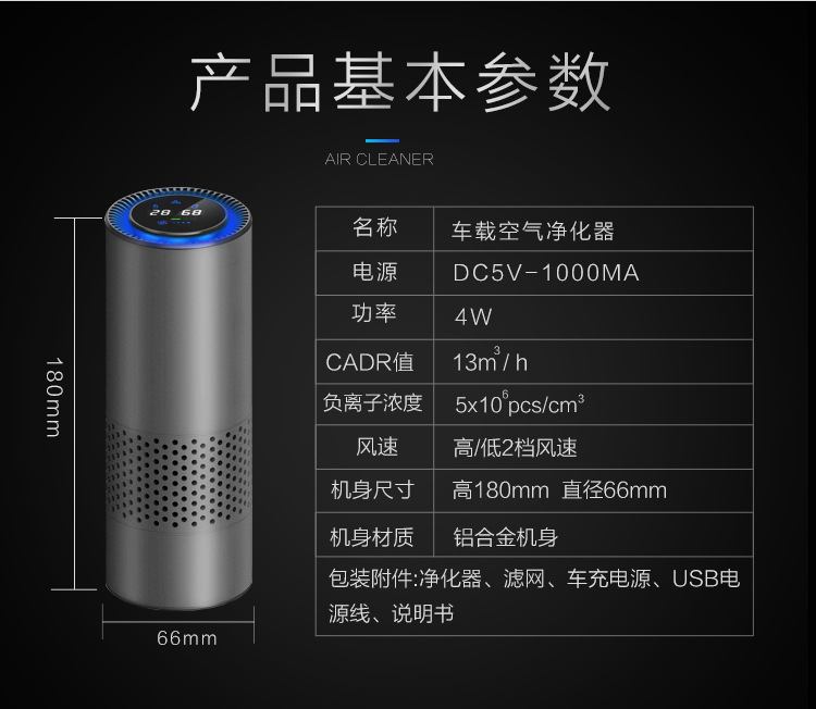 Car Air Purifier Filter Element for Formaldehyde Removal, Indoor Disinfection and Purification, Handheld Sensor, Wholesale Car-Use Negative Ions