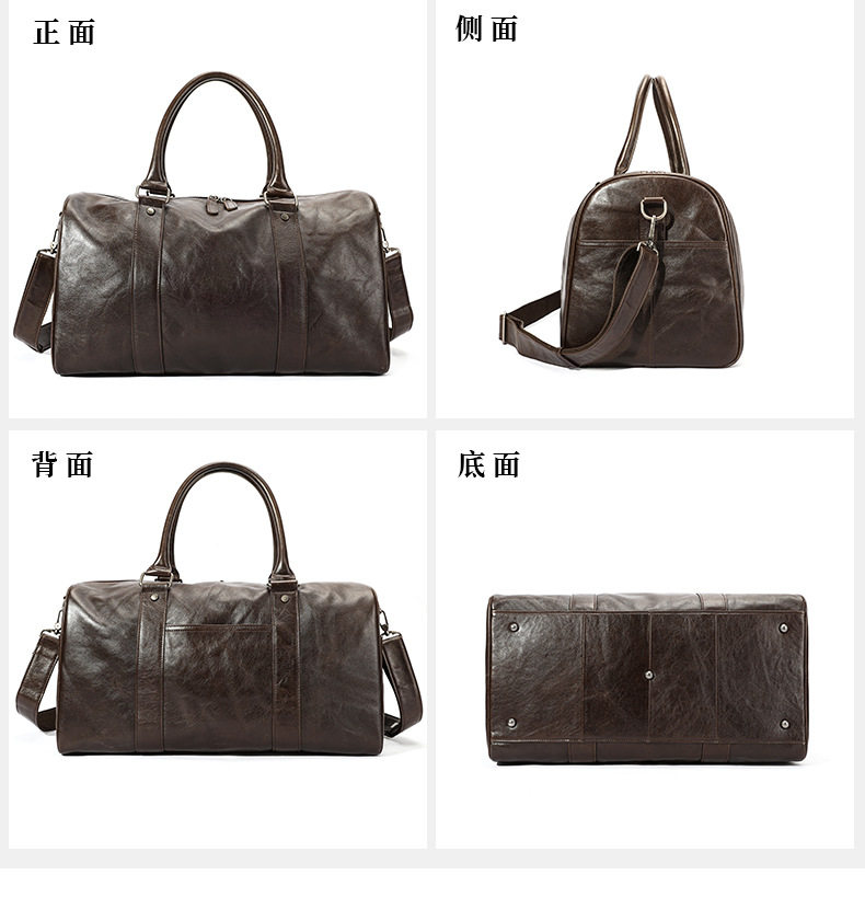Túi du lịch nam da bò thật Marunte dung tích lớn 47×24×25 cm, dây đeo vai điều chỉnh, cầm tay và đeo chéo — 4801 nâu, Màu cà phê, Màu xám đen chi tiết 20