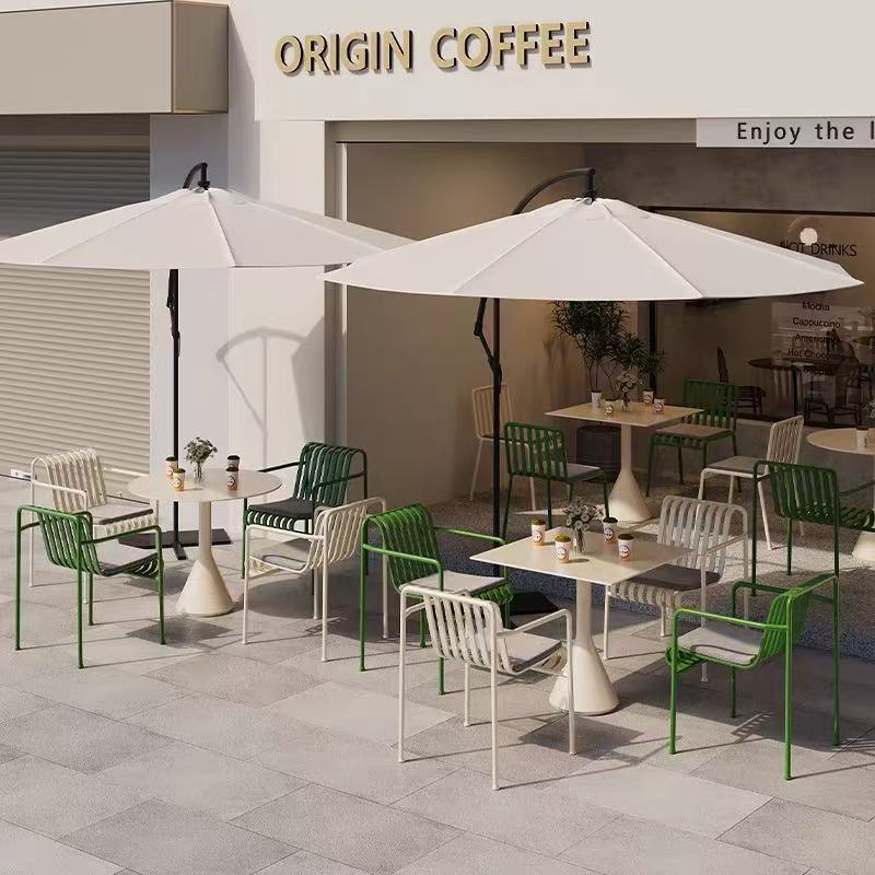 户外餐桌一桌四椅组合奶茶店露天外摆长条桌椅庭院咖啡厅休闲桌椅|undefined
