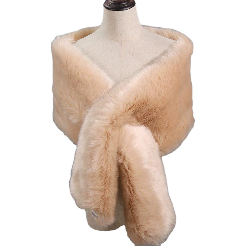 Новое длинное свадебное вечернее платье из искусственного меха лисы на осень и зиму, утолщенная большая шаль, плащ, шарф, женский искусственный шарф