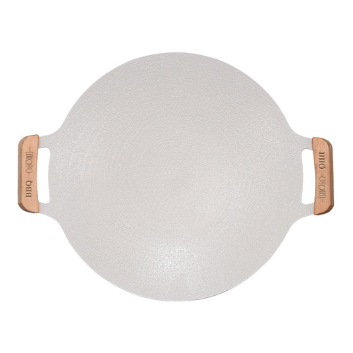Wholesale household medical stone induction cooker Korean barbecue plate commercial non-stick pot wooden handle outdoor iron plate barbecue plate