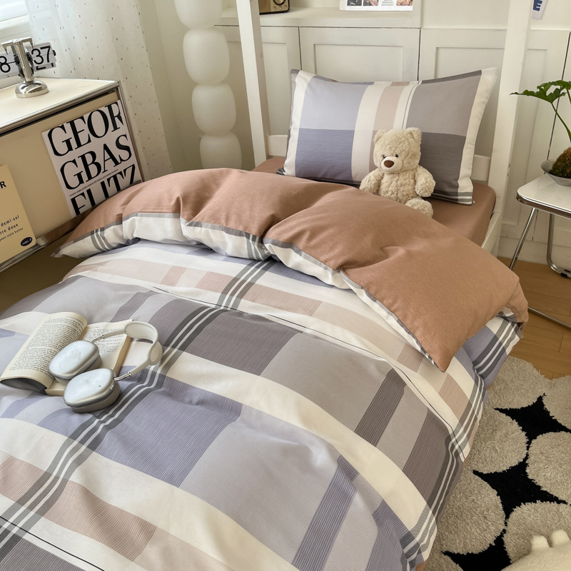 Ropa de cama de tres piezas de algodón para dormitorio de estudiantes, sábana de algodón 100%, funda de edredón, funda de edredón de algodón individual, sábana nueva