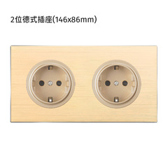 Aluminum Wire-Drawing Gold-Plated Hong Kong & Macau Multi-Three-Port Power Strip with Switch, Featuring 5-Outlet European and French-Style Socket for Flush Mount Installation