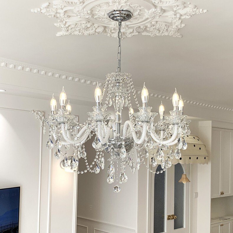 French-Style Light Luxury Crystal Chandelier, Villa Chandelier, Living Room Crystal Lamp, High-End Dining Room Bedroom Crystal Lamp, Master Bedroom