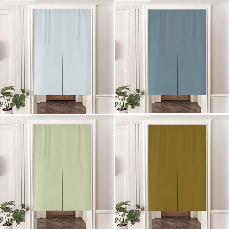 Japanese-Style Solid Color Door Curtain Partition Curtain for Bedroom, No-Drill Fabric Hanging Curtain for Kitchen and Bathroom, Fabric Half Curtain Short Curtain