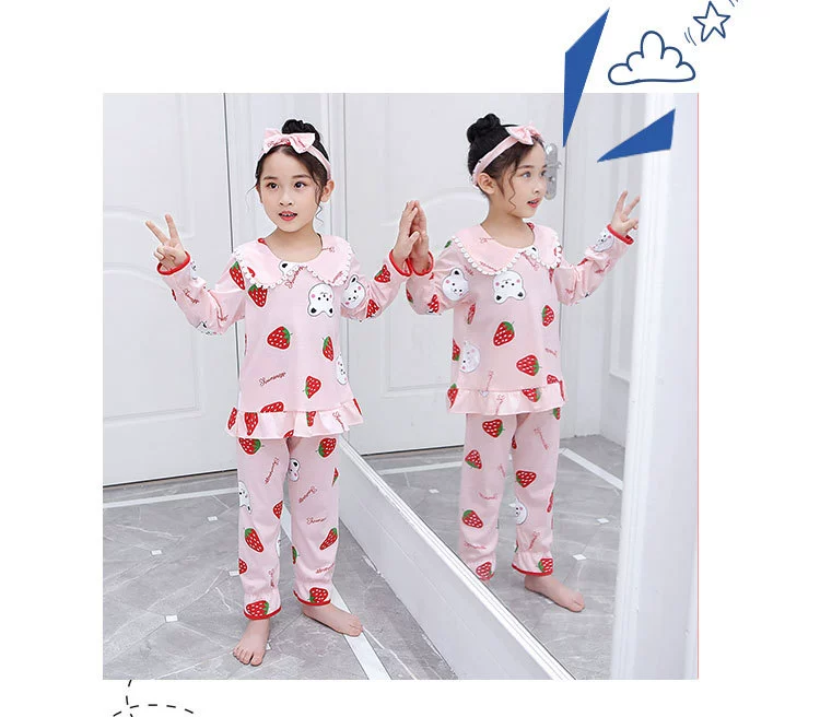 Children Long Sleeved Pajamas Set Spring Autumn Home Clothing For Girls Cotton Tops+Pants 2pcs Pyjamas Kids Underwear Outfits pajama sets bamboo	