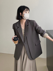 小西装外套灰色女2025春秋季新款时尚感气质小个子休闲设计感西服