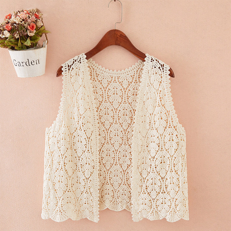 2025 Spring and Summer Fashionable Vest for Women to Wear Hollow Knitted Outer Short Thin Vest