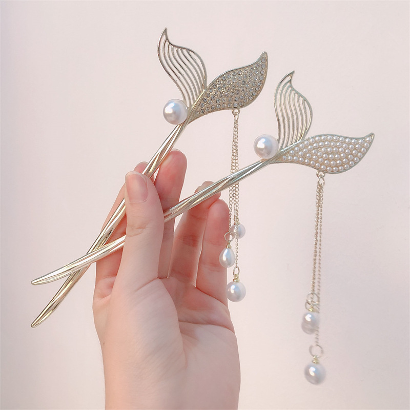 Cola de sirena borla perla horquilla girl estilo antiguo horquilla nueva estilo chino nicho diseño de alta gama accesorios para el cabello