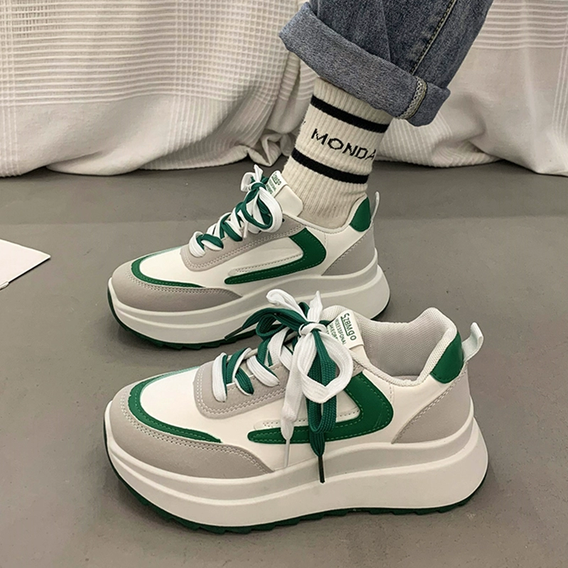 Весна и осень 2024, новые вафельные туфли, женские самая популярная обувь на толстой подошве, белые туфли, повседневная спортивная обувь Ins Trbottomy Dad Shoes