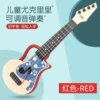 Handheld music red ukulele with a score