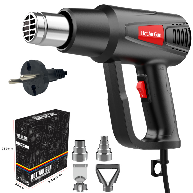 Fuente de fábrica de 2000W pistolas de aire caliente domésticas comerciales de película de cocción térmica pistolas de aire caliente industriales de dos velocidades