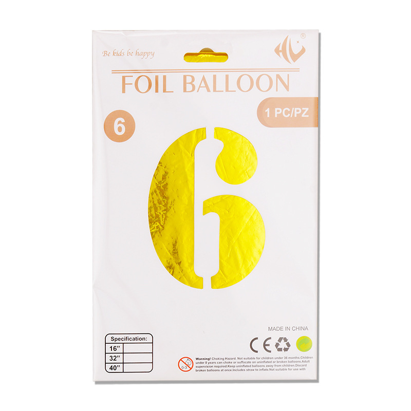 Tarjeta de papel digital de 40 pulgadas, embalaje independiente, película de aluminio, edición de tapa dura 0-9, decoración de fiesta grande, globos de papel de aluminio decorativos