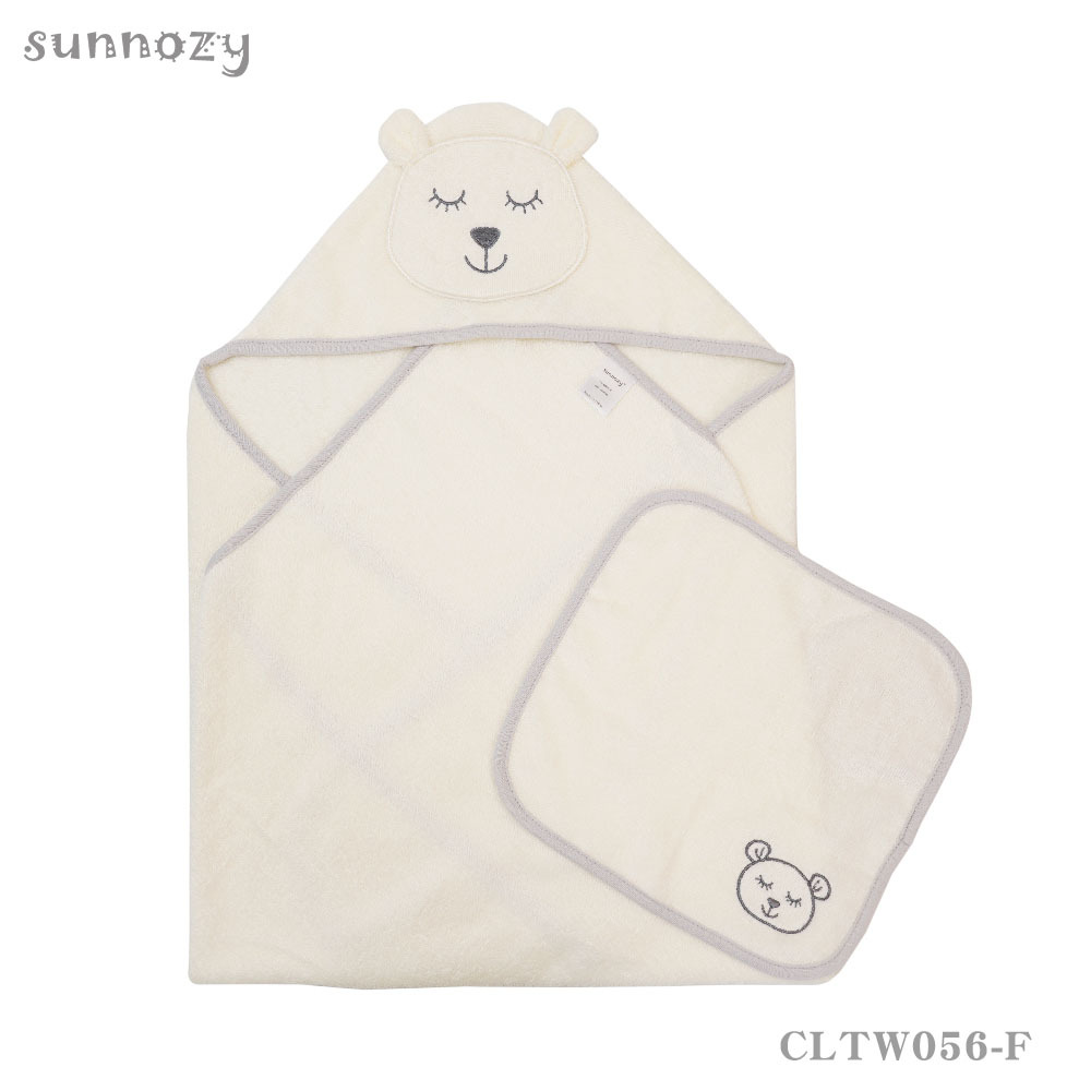 Sunnozy toalla de baño con capuchón super dulce pequeña combinación de toalla cuadrada especial para bebés adorable toalla de algodón super suave