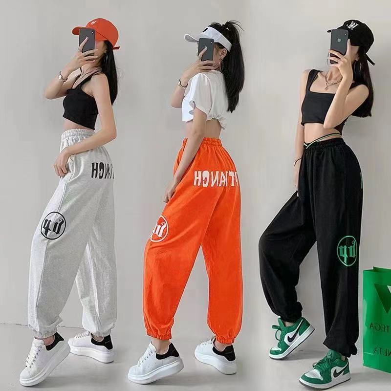 2026 Summer American-Style Jogger Sweatpants High Street Straight-Leg Casual Pants Trendy Hip-Hop Loose Drape Jazz Dance Pants for Women