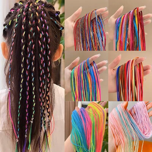 Children's braided hair color rope hair accessories girl's dirty braids hip-hop headband tie hair streamers ribbon girls braid headwear