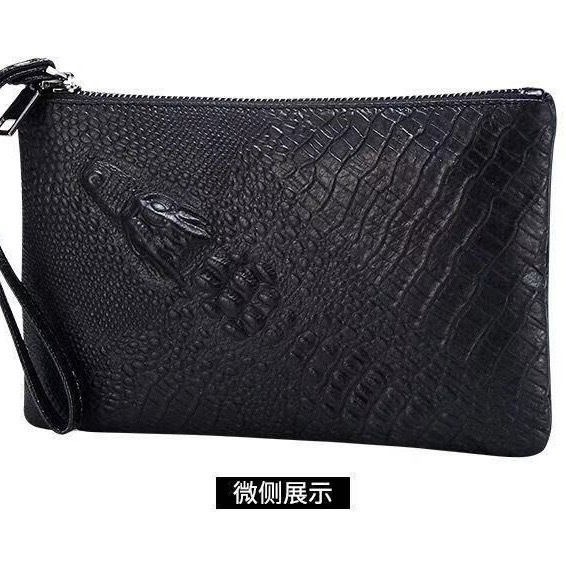 男士手包时尚压花手拿包新款韩版信封包软皮鳄鱼纹男士夹包潮