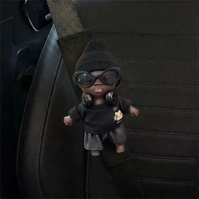 Cute Natasha Car Seatbelt Shoulder Pads, Car Interior Seatbelt Decoration, Anti-Wear Clothing, Couple Set for Women (Seat belt shoulder pad) - black-cool-natasha-standard