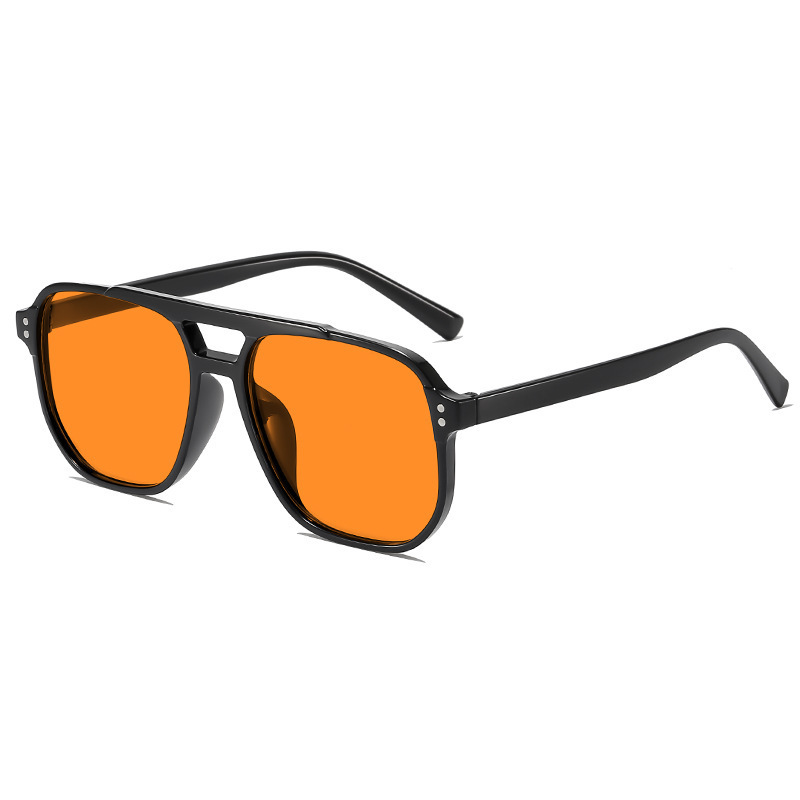 Gafas de sol vintage de doble puente, estilo transfronterizo, modernas y sencillas, con montura grande y lentes de estilo oceánico.