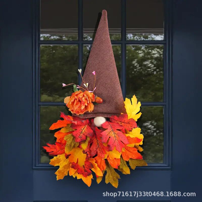2025年秋季枫叶无脸娃花环跨境亚马逊Temu Fall Autumn Wreaths|undefined