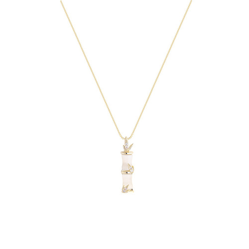 Exquisite 18K gold bamboo necklace for women, high-end, light luxury, niche personality, versatile internet celebrity clavicle chain, temperament necklace