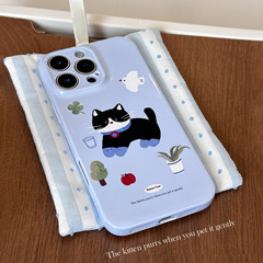フィルム対応 iPhone17 Apple16 携帯電話ケース 14ProMax 韓国風漫画猫 12 全面保護 13 ソフトケース
