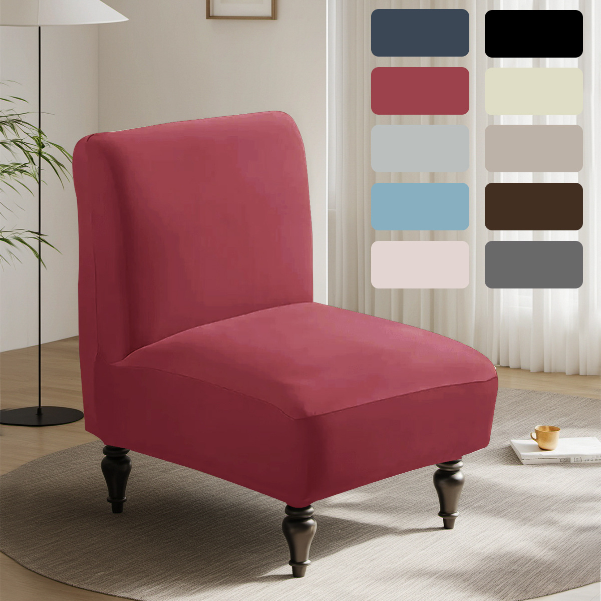 Nuevo transfronterizo 75D seda de leche impermeable taburete grueso cubierta elástica cubierta de silla de hotel de color sólido universal cubierta de sofá único