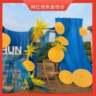 纯色素面无花绸布防水节日喜庆新年装饰走秀油纸伞楼道吊顶大红色